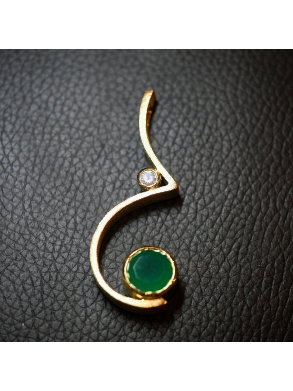 NWOT Neon Green Chalcedony 925 Sterling Silver Gold-Plated Pendant